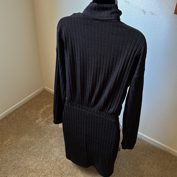 Privy Black Ribbed Turtleneck Long Sleeve Dress - Picture 5 of 5